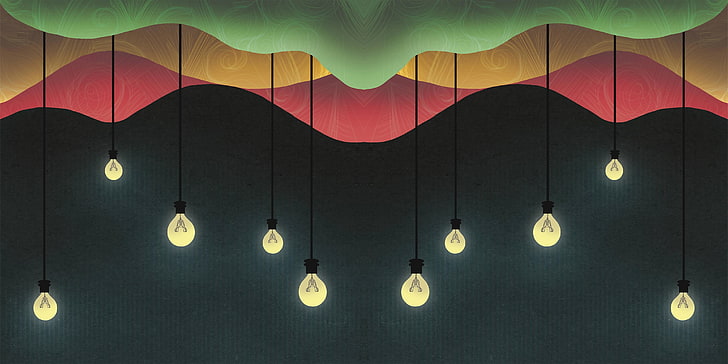 light bulb, artwork, lighting equipment, hanging, illuminated, HD wallpaper