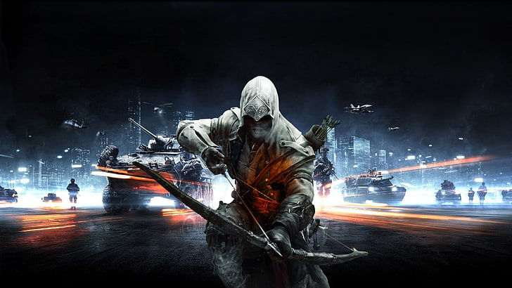 man with bow and arrow game poster, Assassin's Creed, Assassin's Creed III, HD wallpaper