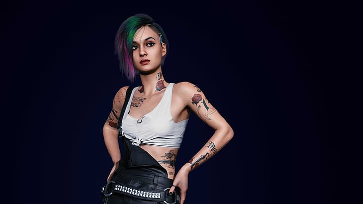 women, Cyberpunk 2077, tattoo