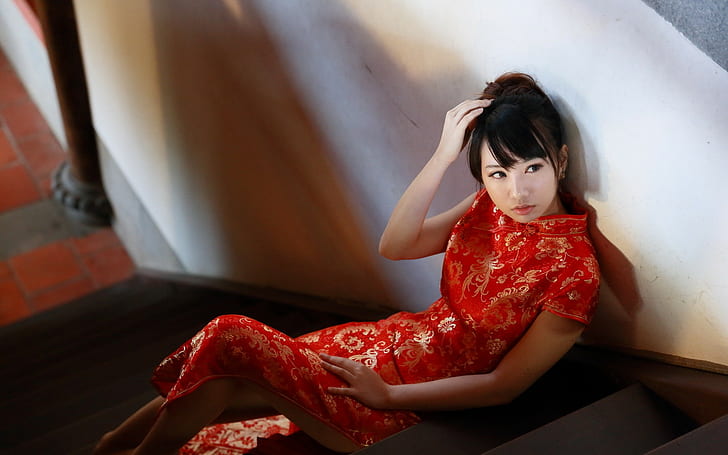 Cheongsam, Chinese dress, qipao, women, model, Asian, HD wallpaper