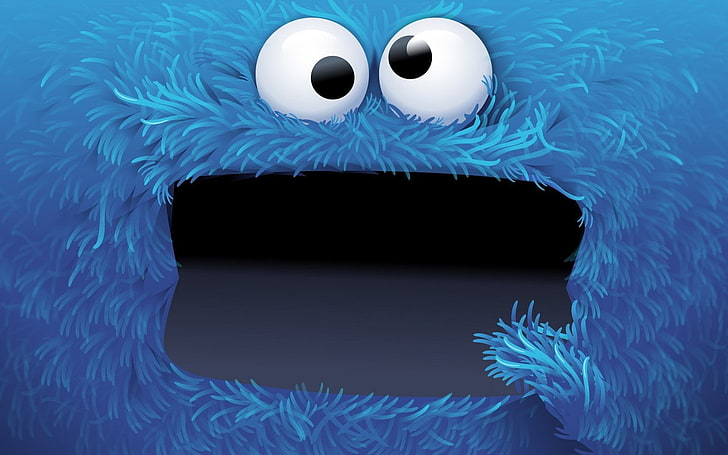 eyes, Cookie Monster, face, blue, artwork, water, no people