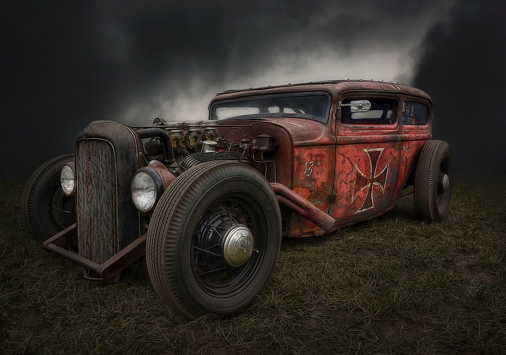 Download Vintage Charm: Rustic Old Ford Truck Rat Rod Wallpaper | Wallpapers .com