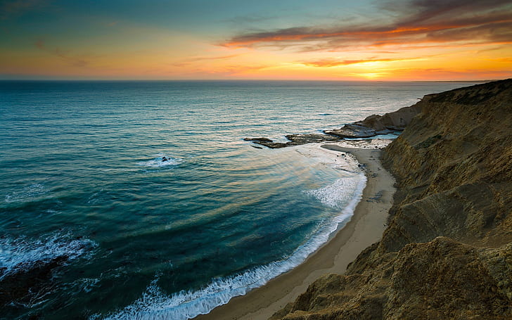 Beautiful sunrise sea beach, HD wallpaper