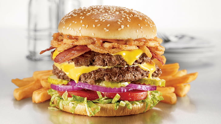 Burger, Meat, Chicken, Cheese, Bun, fast food, sandwich, unhealthy eating, HD wallpaper
