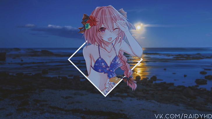 anime, picture-in-picture, anime boys, water, sky, sea, horizon over water, HD wallpaper