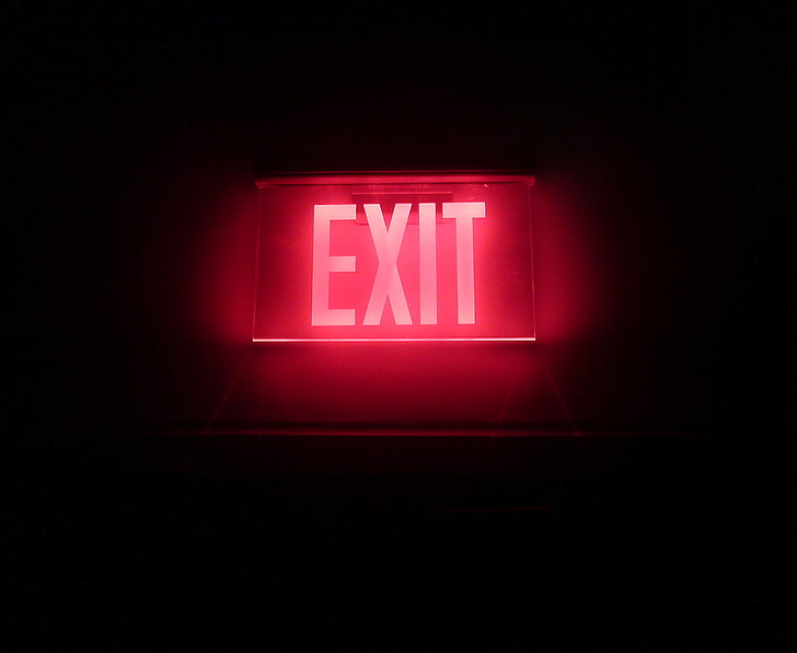 Exit signage, neon, backlight, inscription, neon Light, illuminated, HD wallpaper
