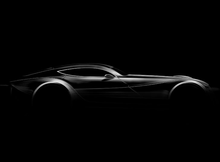 2011 Morgan EvaGT, black sports coupe, Cars, Dark, studio shot