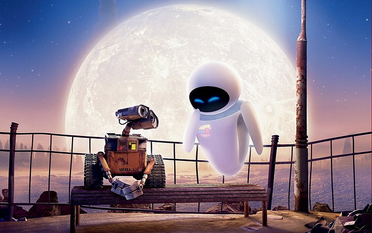 two cartoon characters digital wallpaper, WALL·E, robot, movies, HD wallpaper