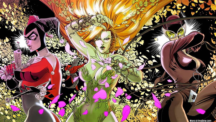 Harley Quinn Poison Ivy Catwoman HD, cartoon/comic, HD wallpaper