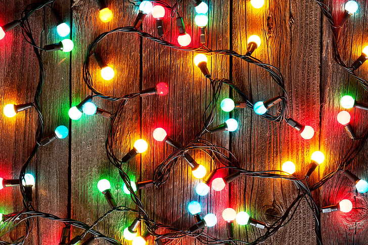 multicolored LED string light, New Year, Christmas, garland, merry christmas