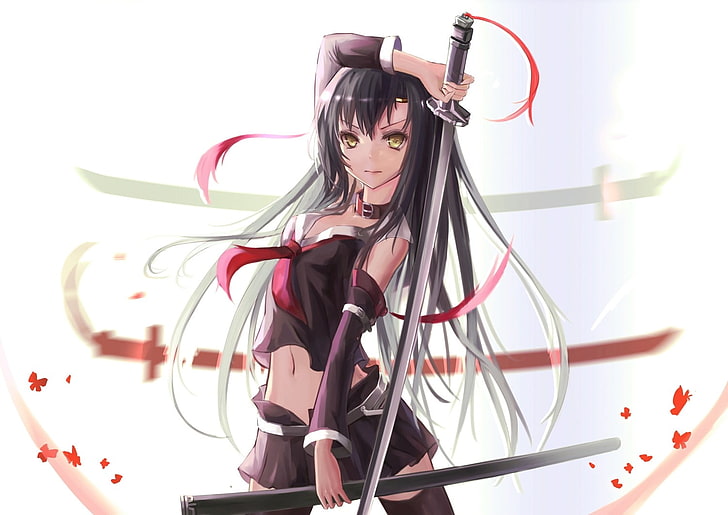 woman holding sword digital wallpaper, Pixiv Fantasia, katana, HD wallpaper