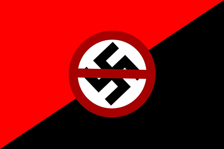 Swastika logo, Nazi, red, black, Anarchy, sign, communication, HD wallpaper