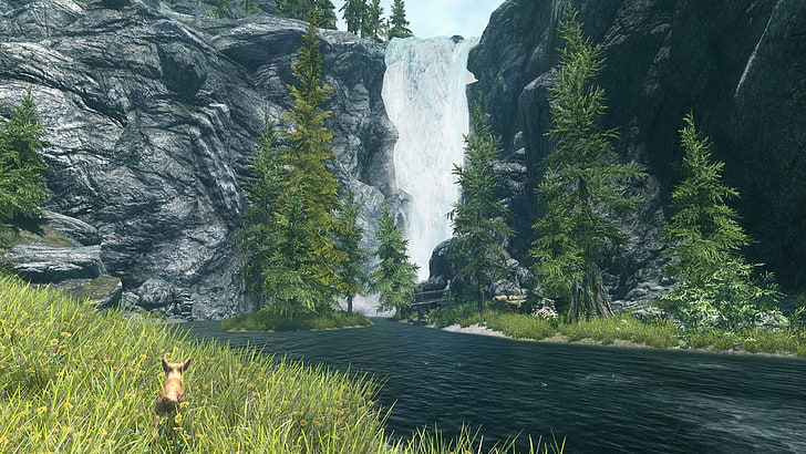 falls and body of water painting, The Elder Scrolls V: Skyrim