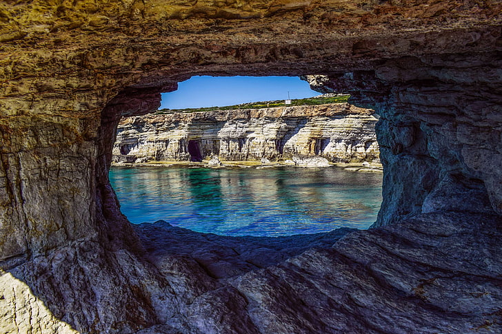 beach, cave, cavo greco, cliff, cyprus, daylight, formation
