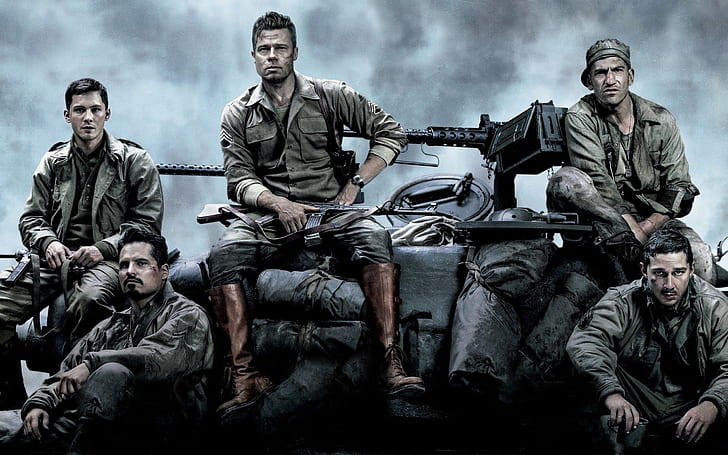 Fury, Brad Pitt, tank M4 Sherman, HD wallpaper