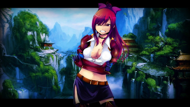 red haired woman anime character wallpaper, Fairy Tail, Scarlet Erza