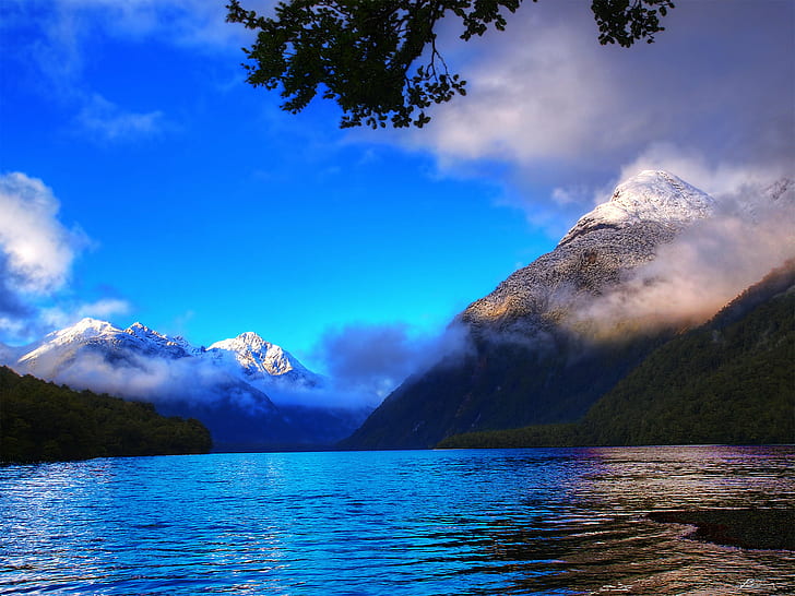 mountain with body of water during daytime, lake gunn, lake gunn, HD wallpaper