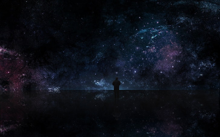 silhouette of peron digital wallpaper, space, space art, alone, HD wallpaper