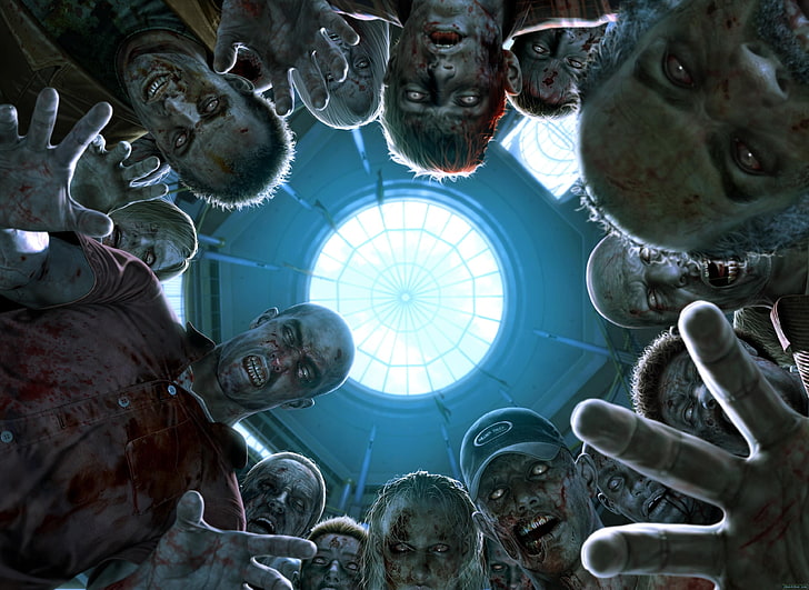 circle of zombie, zombies, Dead Rising, indoors, air vehicle, HD wallpaper