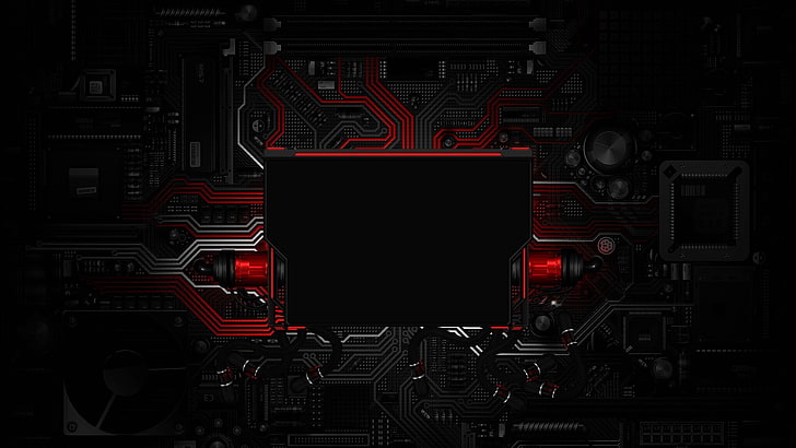 HD wallpaper: red and black circuit