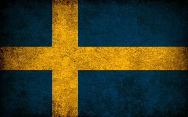 Sweden, flag, Szwecja, Europe, backgrounds, textured, blue, HD wallpaper