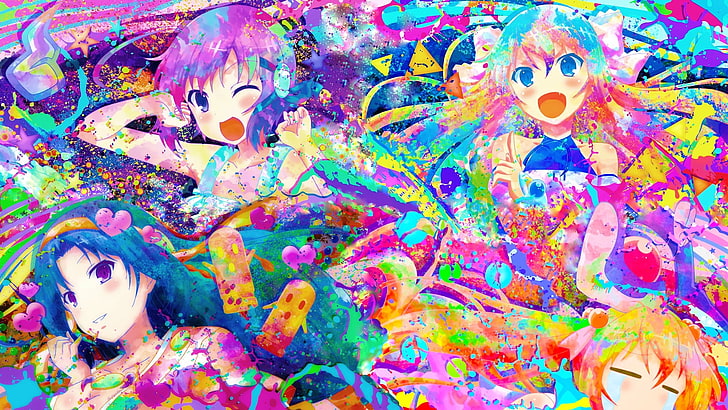 anime, colorful, Rokujouma no Shinryakusha, anime girls, open mouth