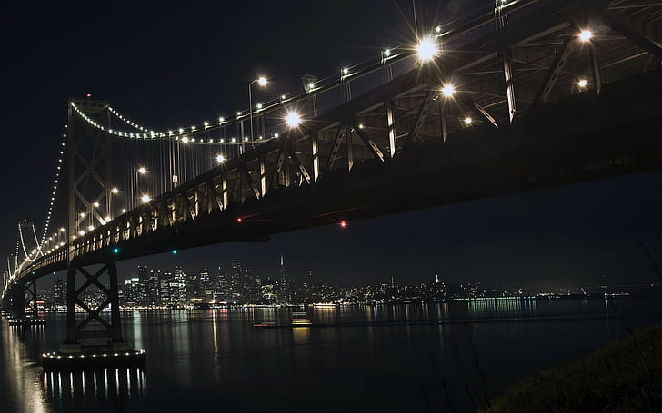 bridge, cityscape, San Francisco-Oakland Bay Bridge, city lights, HD wallpaper