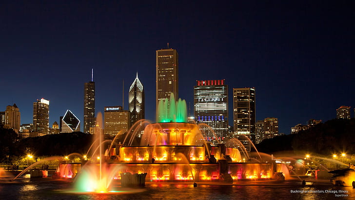Buckingham Fountain, Chicago, Illinois, Architecture, HD wallpaper