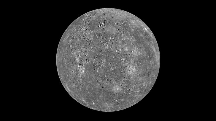 full moon, Mercury, space, minimalism, night, astronomy, moon surface, HD wallpaper