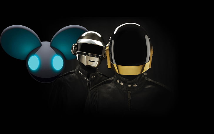 black helmet graphic wallpaper, deadmau5, Daft Punk, musician