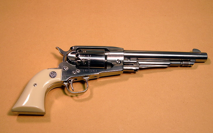 silver and white revolver, gun, weapons, Ruger Old Army, HD wallpaper