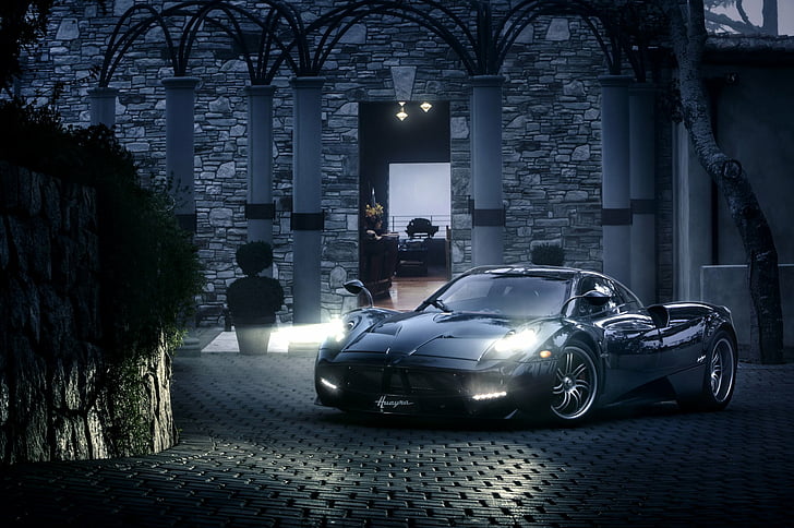 Pagani, Pagani Huayra, Black Car, Night, Sport Car, Supercar, HD wallpaper