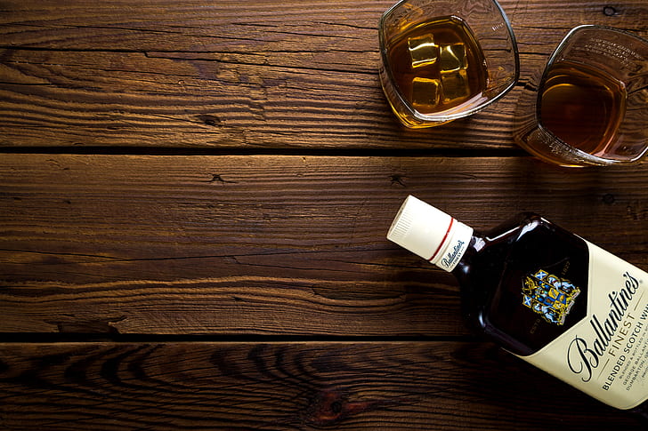 photography, Ballantines, alcohol, drinking glass, whisky