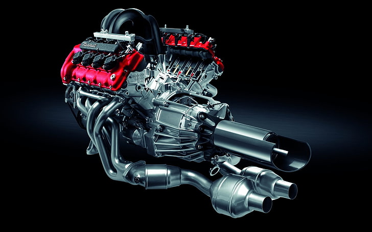 black and red automotive engine, Maserati, engines, M134 Minigun, HD wallpaper