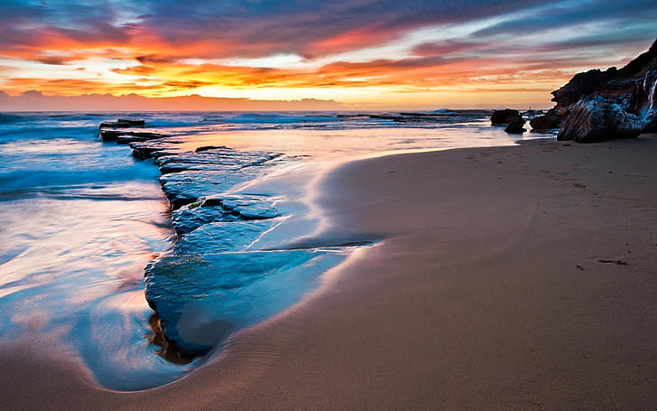 Beach Sunset Ocean HD, nature