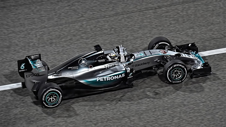 black and gray F1, Formula 1, Mercedes F1, Lewis Hamilton, racing, HD wallpaper