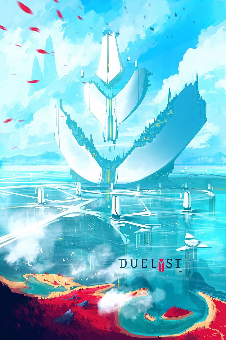 Duelyst poster, digital art, artwork, video games, cyan, water