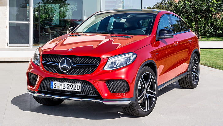 2015, Mercedes Benz GLE, Coupe, Red Car, Luxury, HD wallpaper