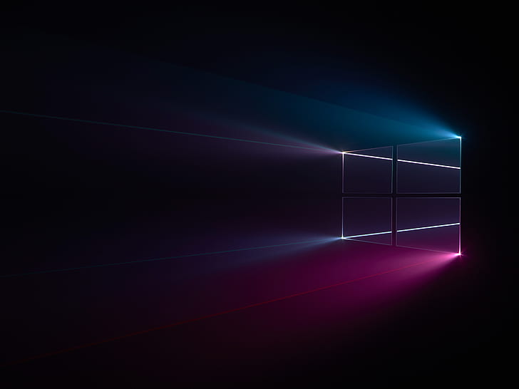 Windows logo, Blue, Dark, Windows 10, Pink HD wallpaper