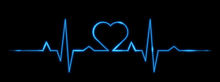 In Love, heartbeat line illustration, alive, blue, illuminated
