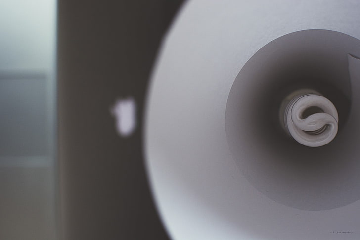 white CFL light bulb, minimalism, close-up, indoors, technology, HD wallpaper