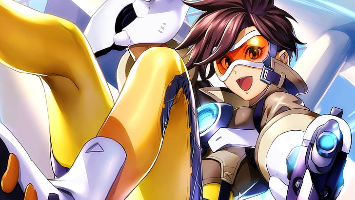 Tracer (Overwatch), multi colored, indoors, balloon, yellow, HD wallpaper