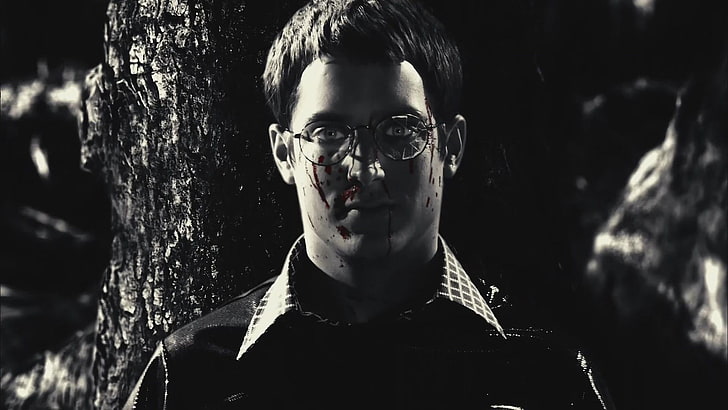 men's eyeglasses with black frames, movies, Sin City, Elijah Wood