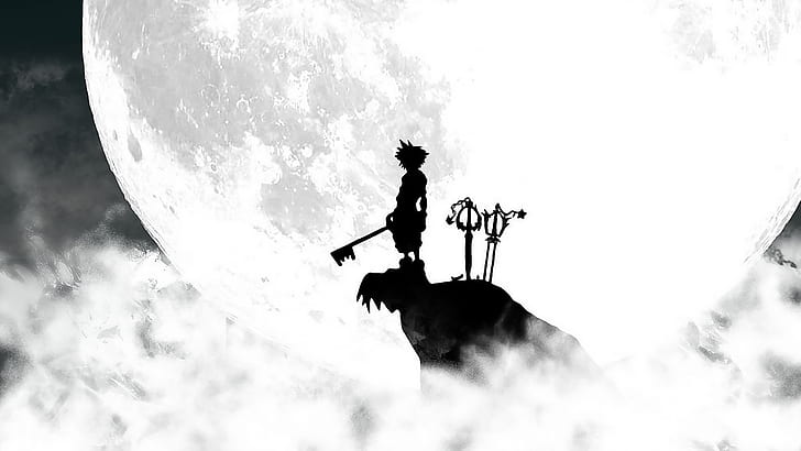 Kingdom Hearts Anime Moon Silhouette Disney Sora HD, video games, HD wallpaper