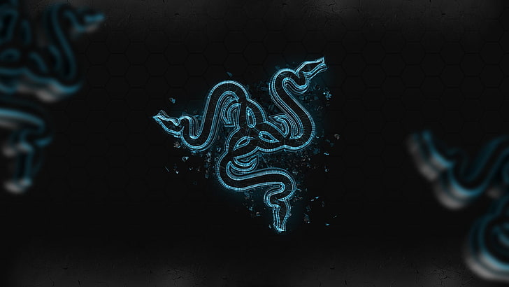 Razer logo, abstract, blue, digital art, artwork, creativity