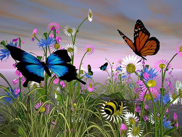 beautiful butterflies 3d Animals butterfly color nature spring HD