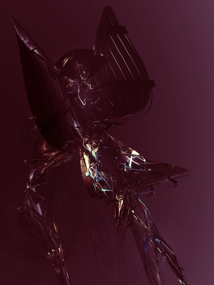 female angel glass figurine, Justin Maller, abstract, studio shot