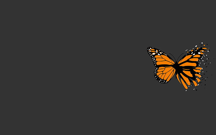 digital art simple background minimalism butterfly simple paint splatter wings yellow gray background, HD wallpaper