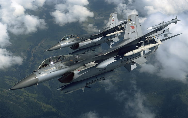 clouds aircrafts military turkey f16 falcon top gun skyscapes 3200x2000  Aircraft Military HD Art, HD wallpaper