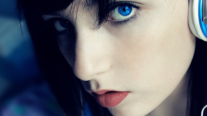 woman portrait photo, face, women, blue eyes, closeup, body part, HD wallpaper